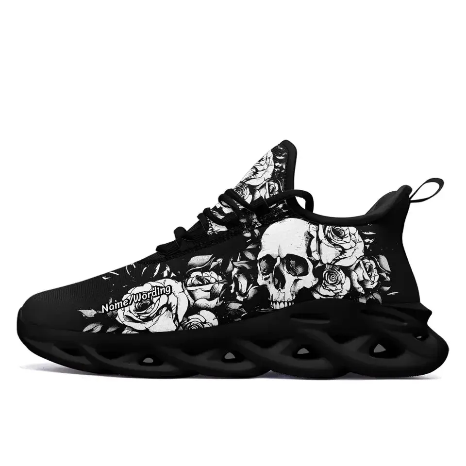 Personalized Gothic Sneakers, Custom Skull Breathable Shoes, Skeleton Unisex Shoes