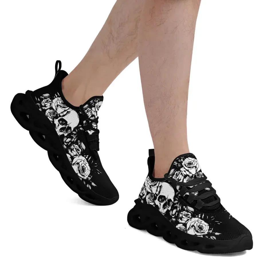 Personalized Gothic Sneakers, Custom Skull Breathable Shoes, Skeleton Unisex Shoes