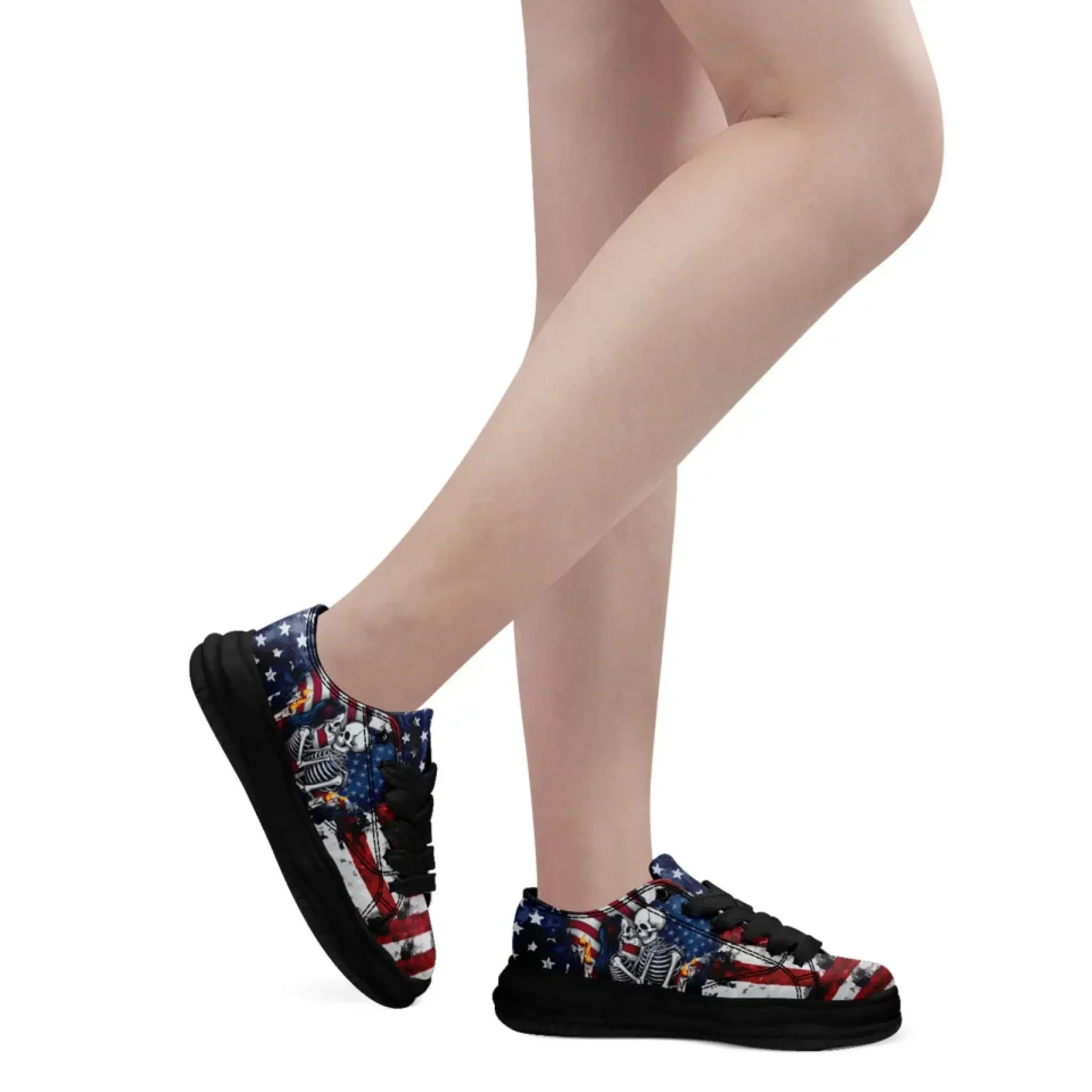 Personalized Gothic Style Sneakers, Custom Dark Gothic Shoes, Skull, Skeleton Comfortable Shoes