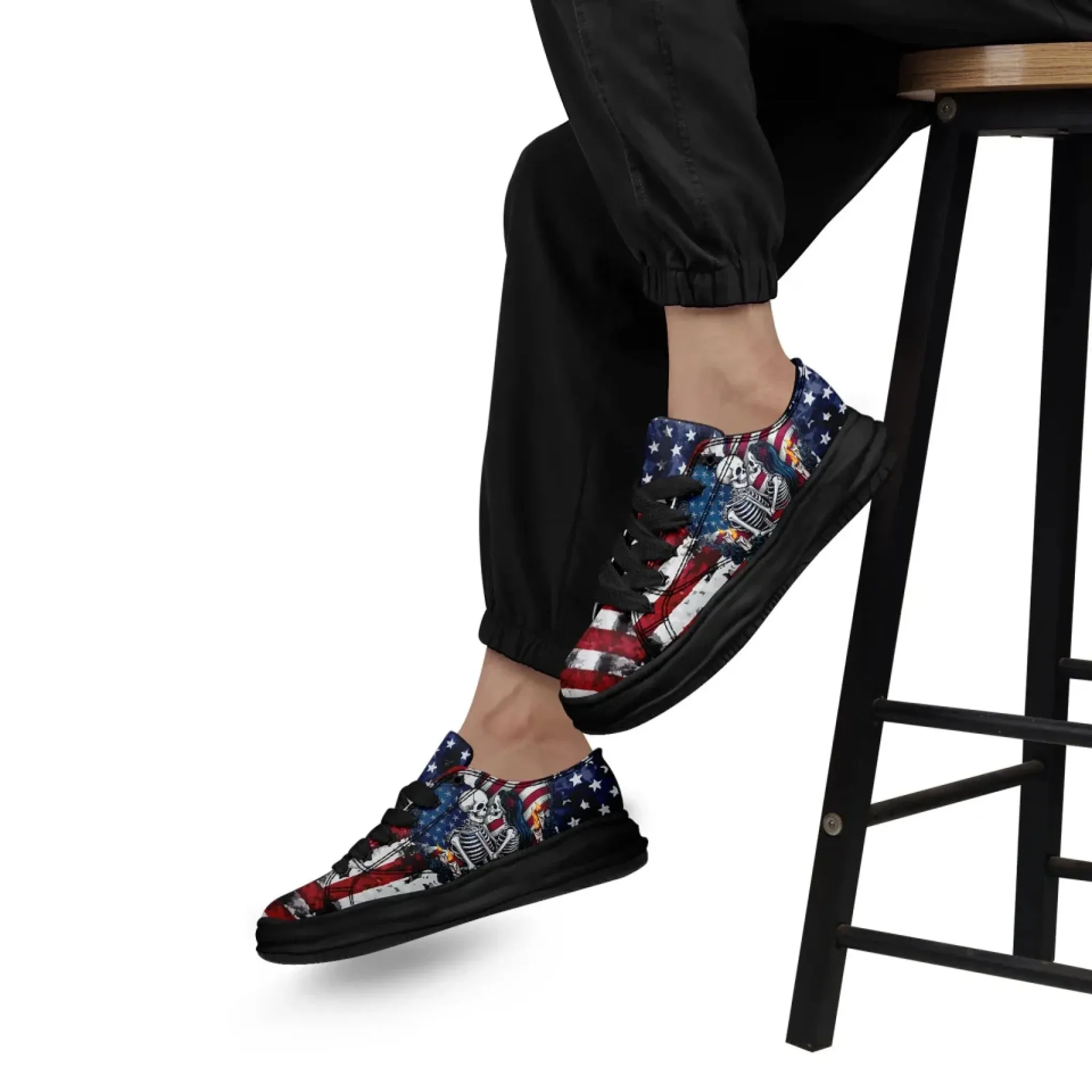 Personalized Gothic Style Sneakers, Custom Dark Gothic Shoes, Skull, Skeleton Comfortable Shoes
