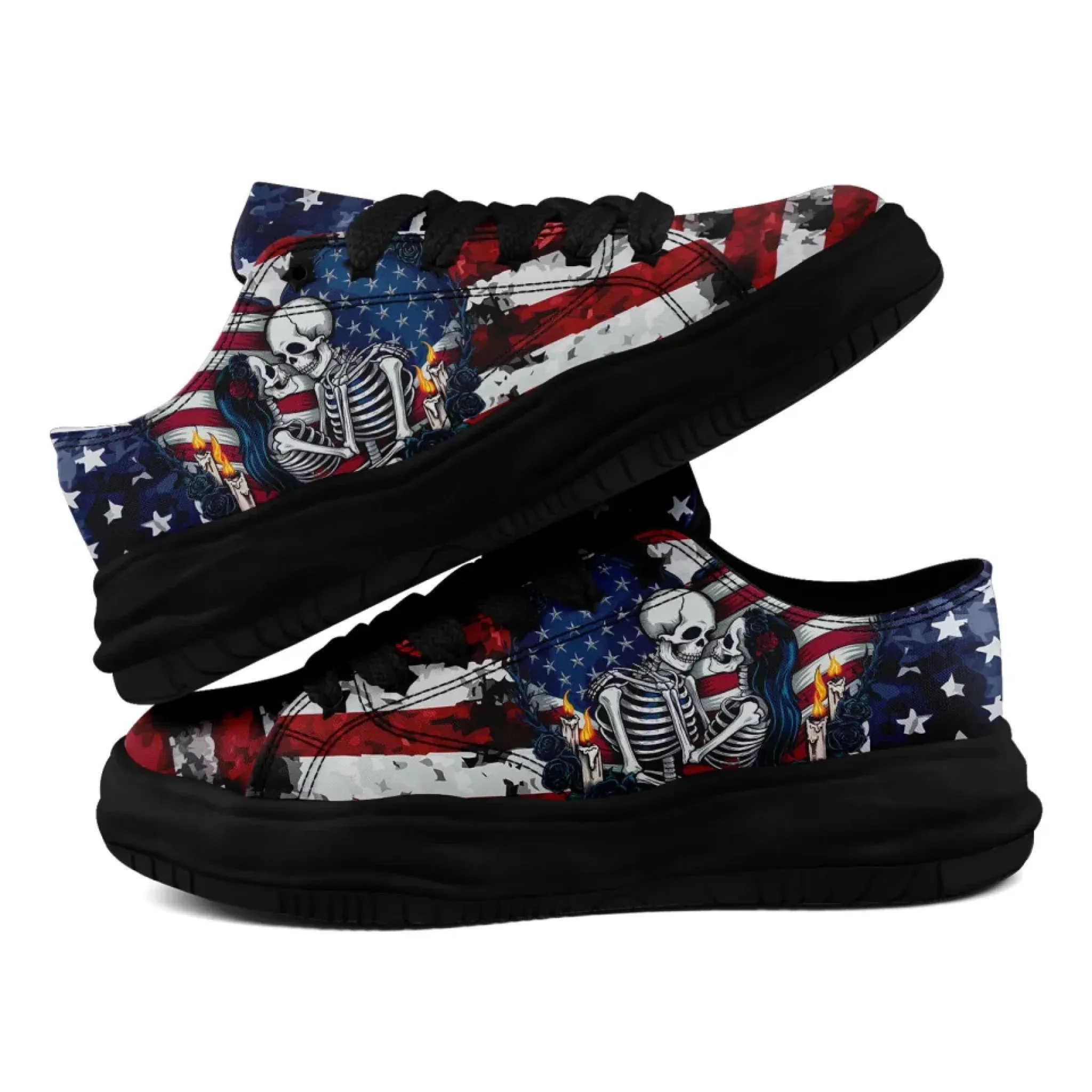 Personalized Gothic Style Sneakers, Custom Dark Gothic Shoes, Skull, Skeleton Comfortable Shoes