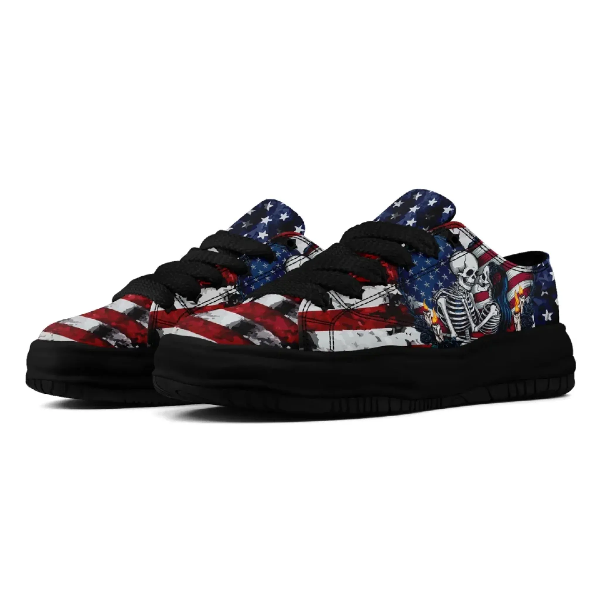 Personalized Gothic Style Sneakers, Custom Dark Gothic Shoes, Skull, Skeleton Comfortable Shoes