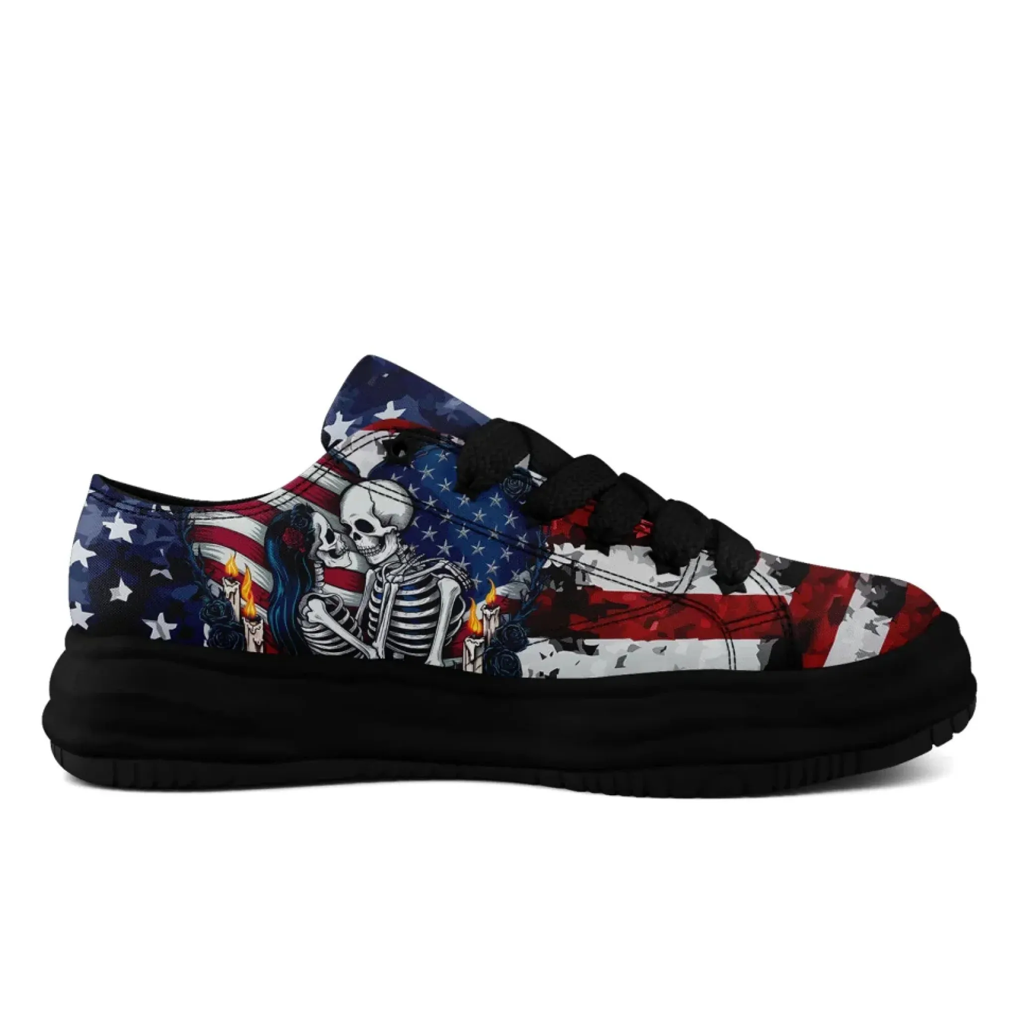 Personalized Gothic Style Sneakers, Custom Dark Gothic Shoes, Skull, Skeleton Comfortable Shoes