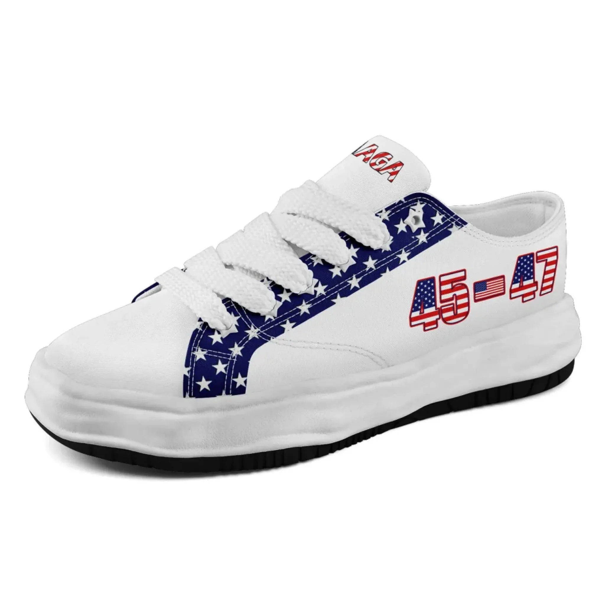 Personalized Trump 45-47 Sneakers, Custom Patriotic Lace-Up Shoes, Comfortable Unisex Shoes