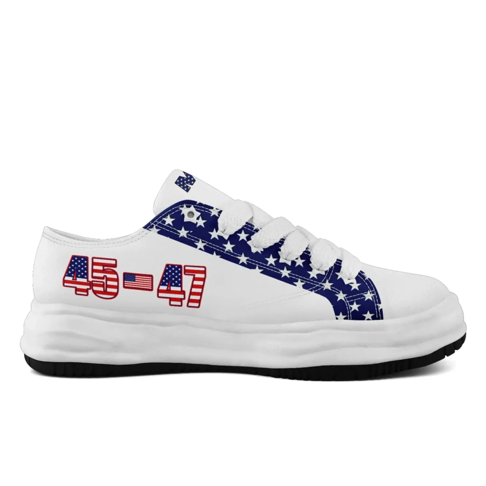 Personalized Trump 45-47 Sneakers, Custom Patriotic Lace-Up Shoes, Comfortable Unisex Shoes