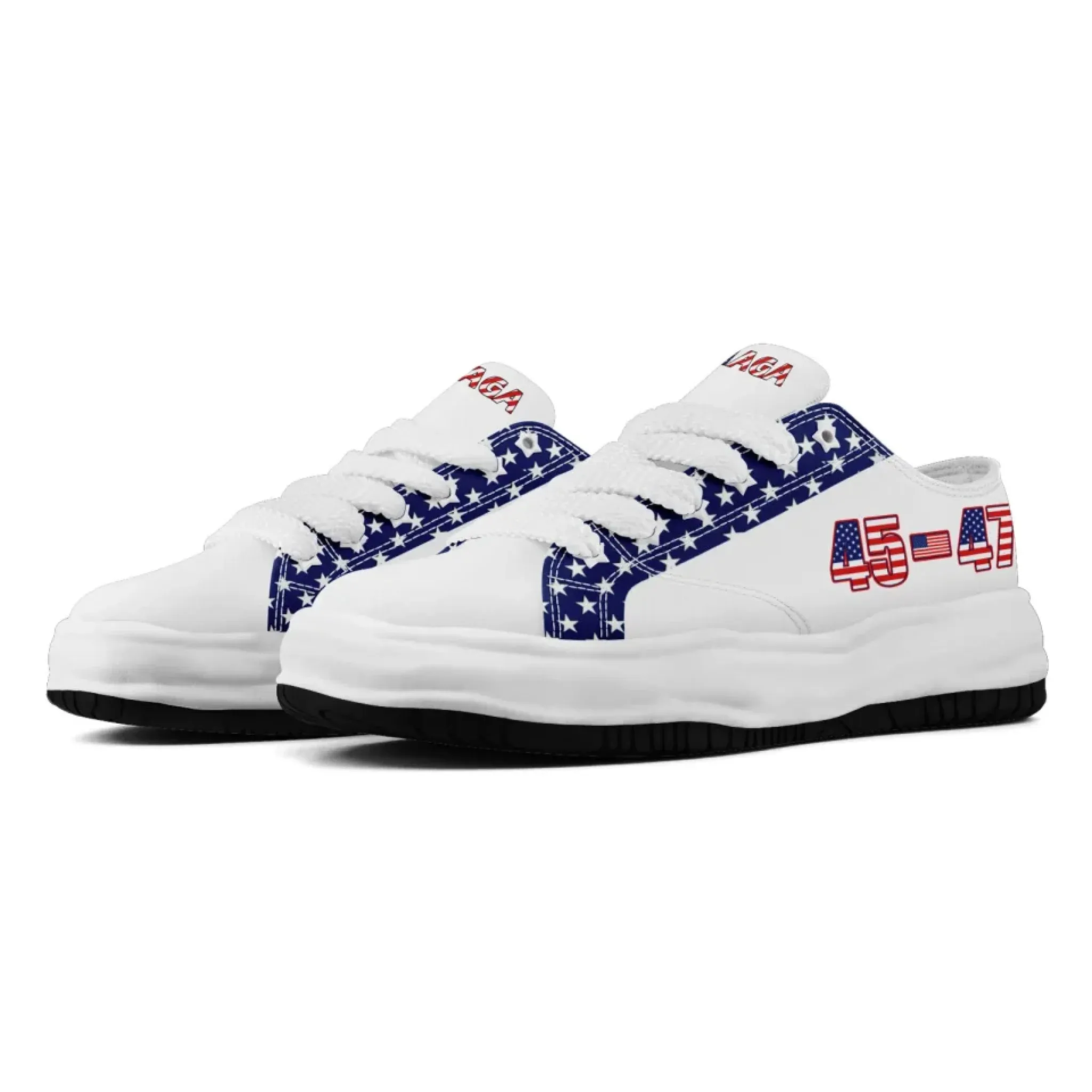 Personalized Trump 45-47 Sneakers, Custom Patriotic Lace-Up Shoes, Comfortable Unisex Shoes