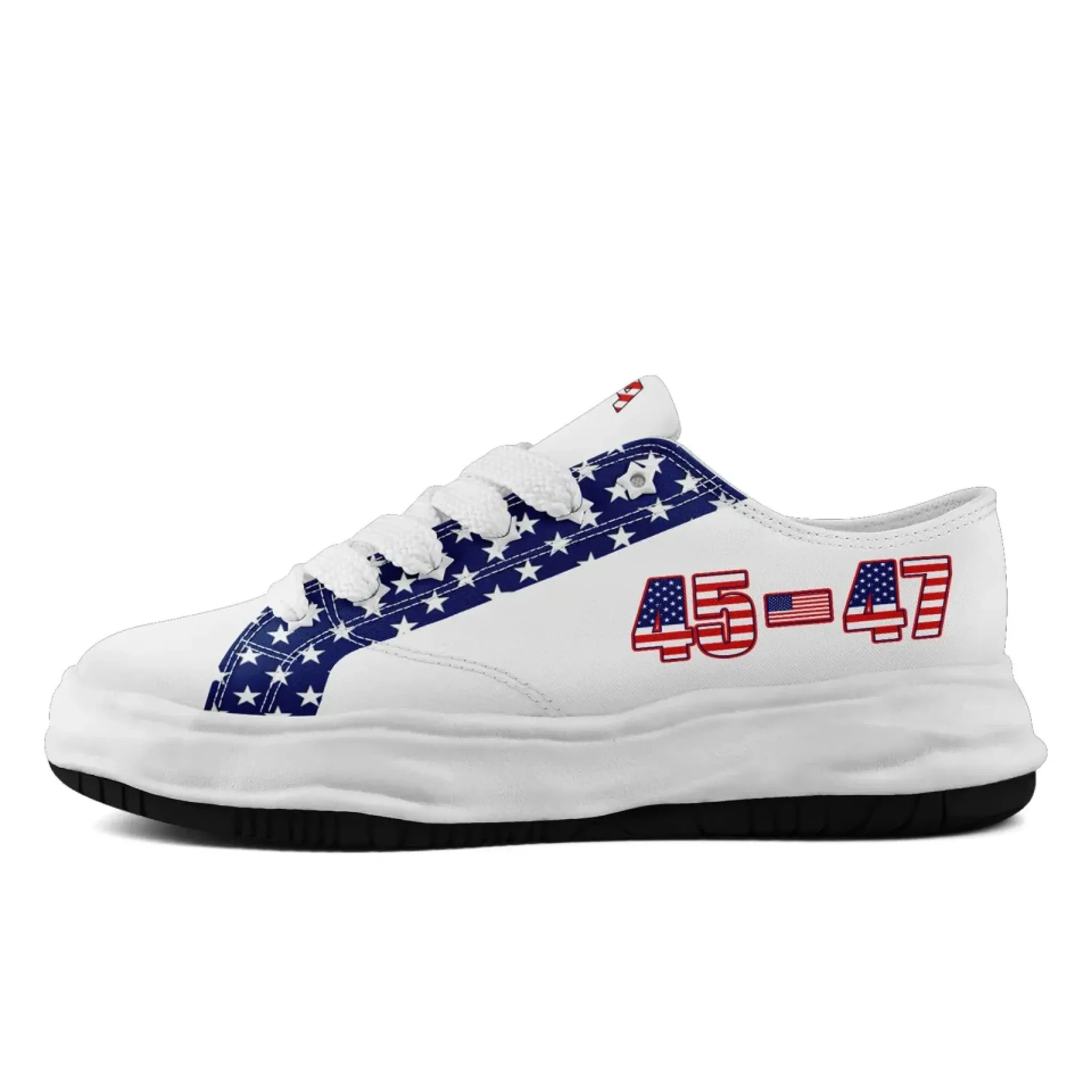Personalized Trump 45-47 Sneakers, Custom Patriotic Lace-Up Shoes, Comfortable Unisex Shoes