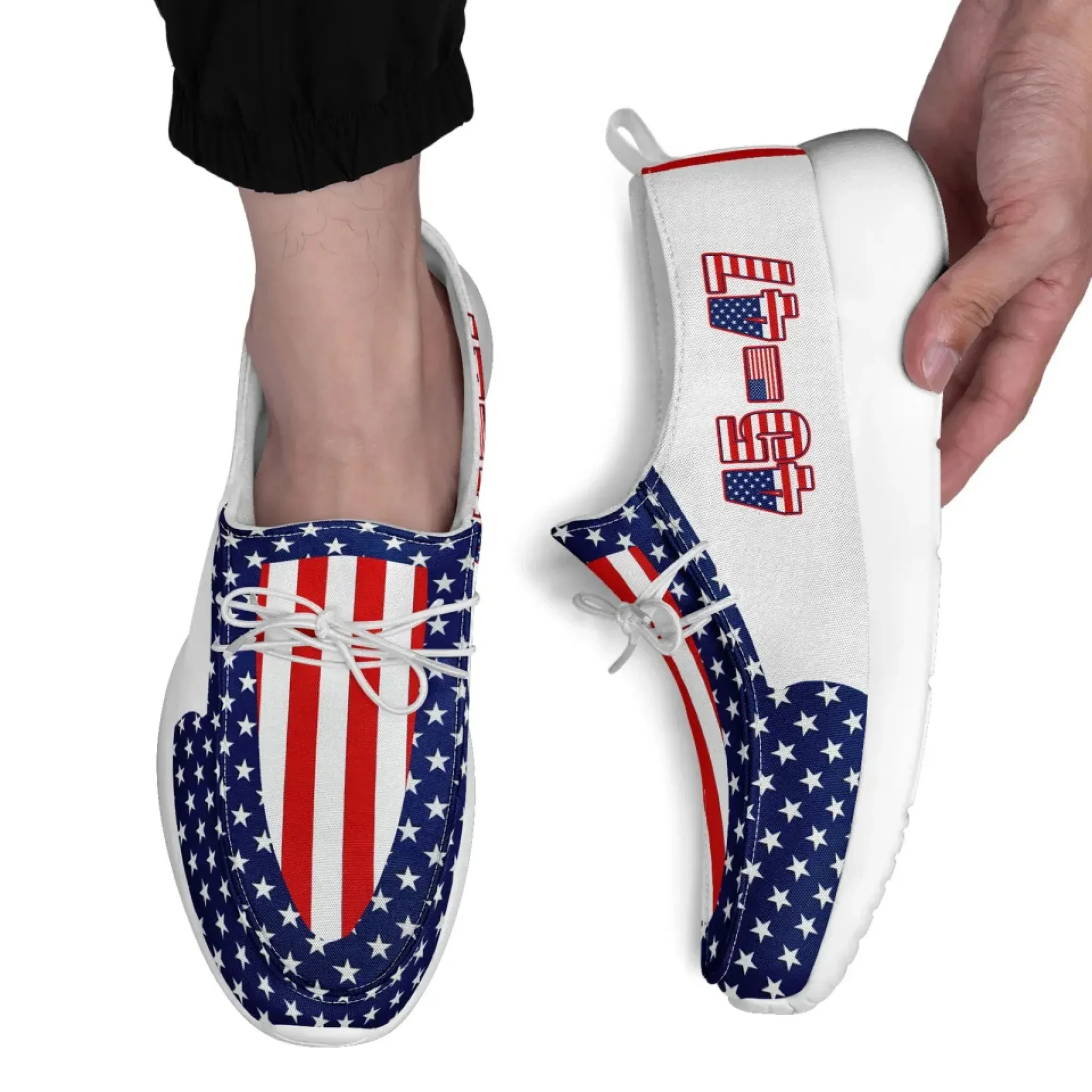 Personalized Trump 45-47 Sneakers, Custom Slip On Casual Shoes, Comfortable Unisex Shoes