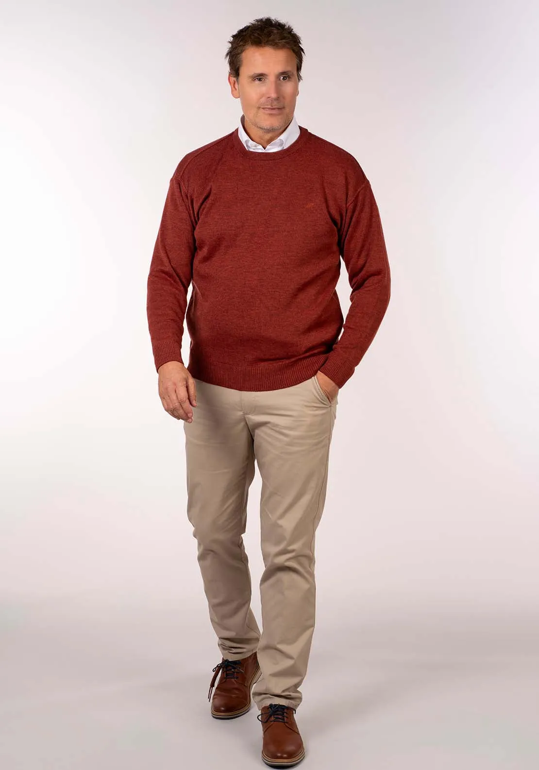 Plain Crew Neck Knit - Rust