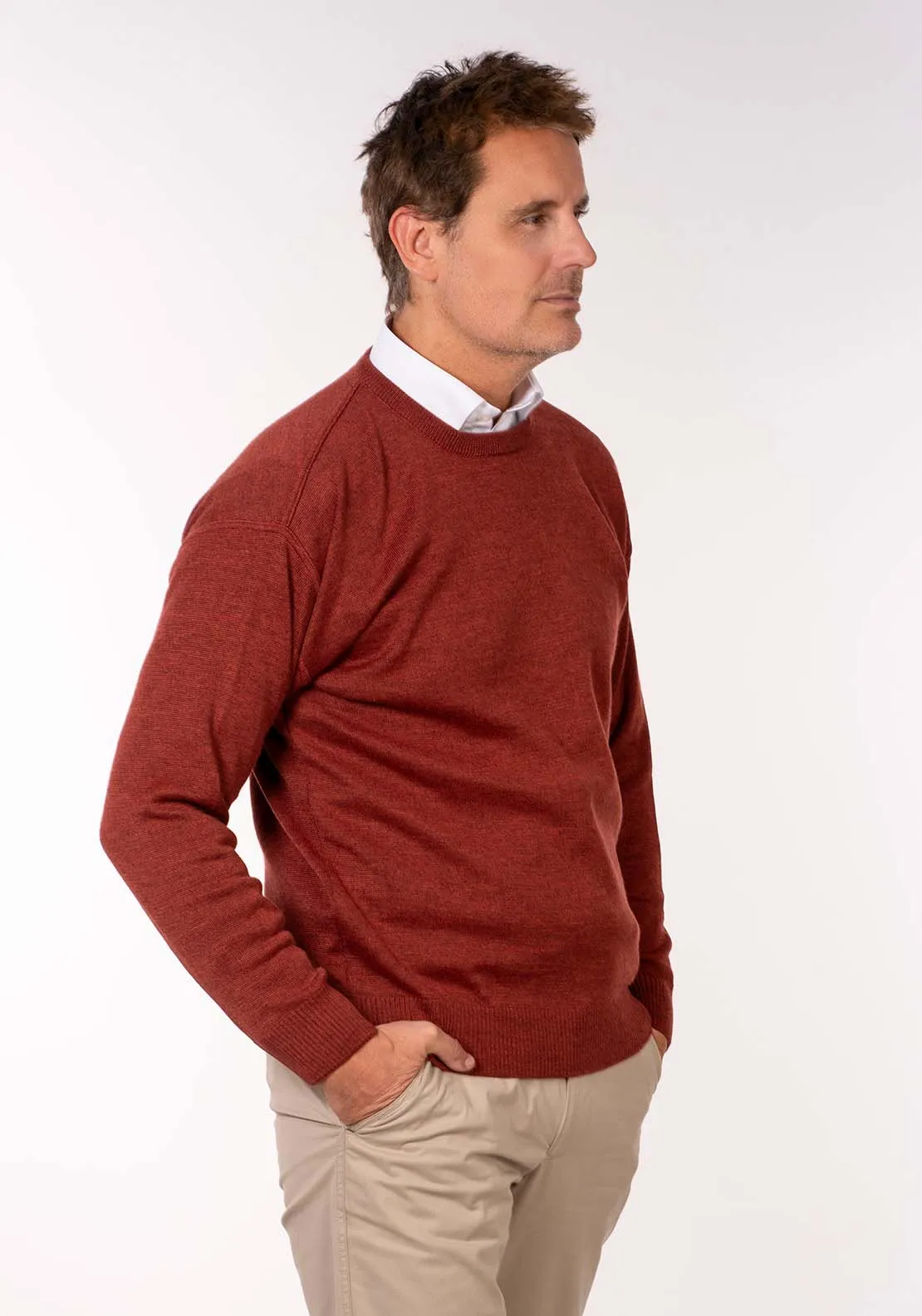 Plain Crew Neck Knit - Rust