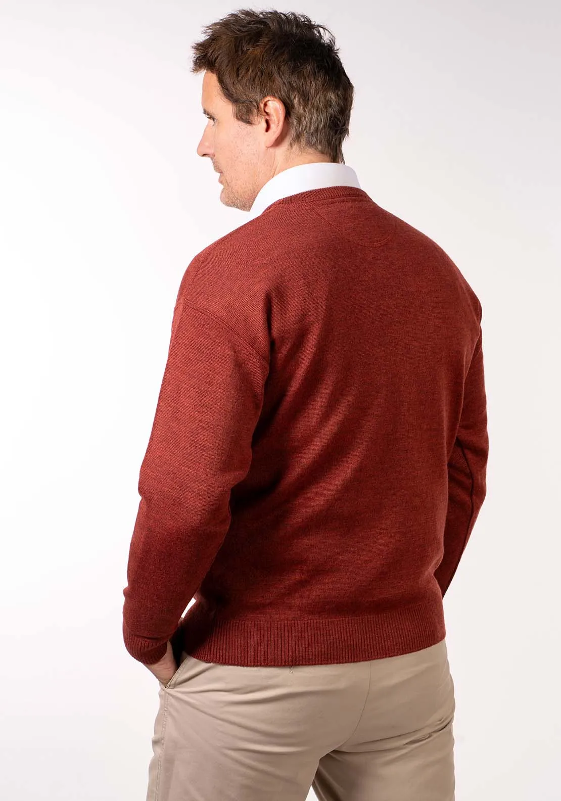 Plain Crew Neck Knit - Rust