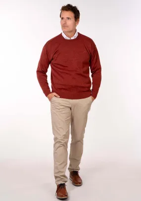 Plain Crew Neck Knit - Rust