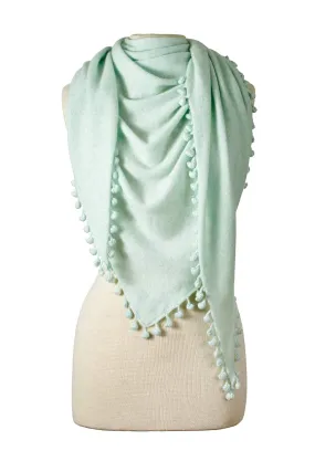 Pom-Pom Triangle Wrap - Beach Glass