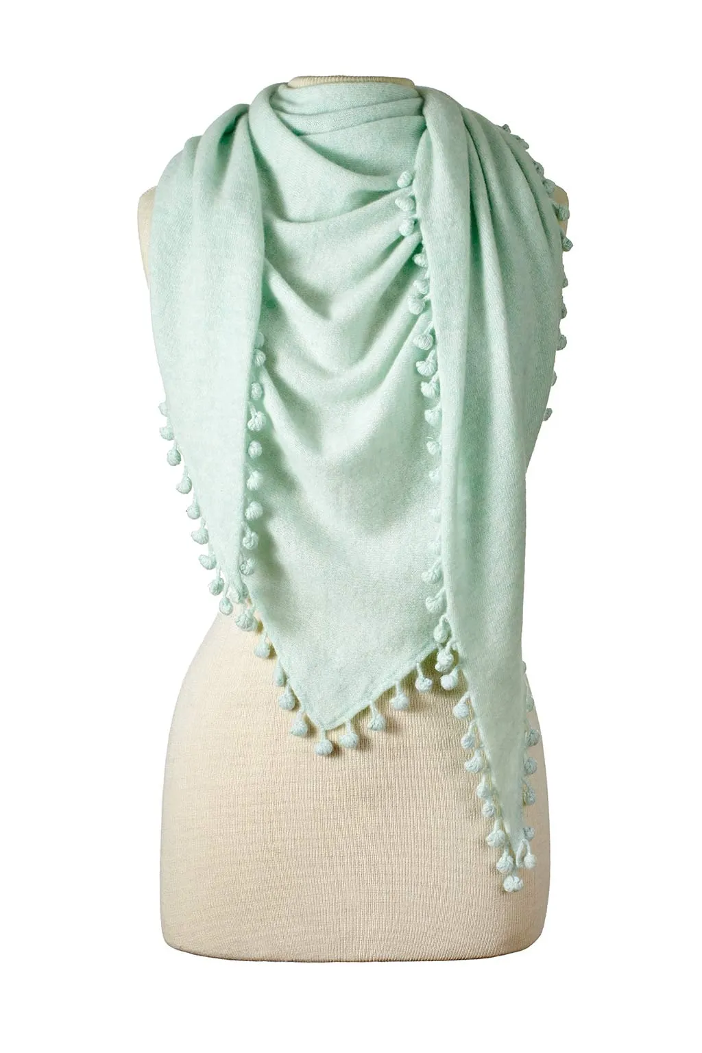 Pom-Pom Triangle Wrap - Beach Glass