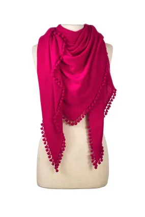 Pom-Pom Triangle Wrap - Raspberry