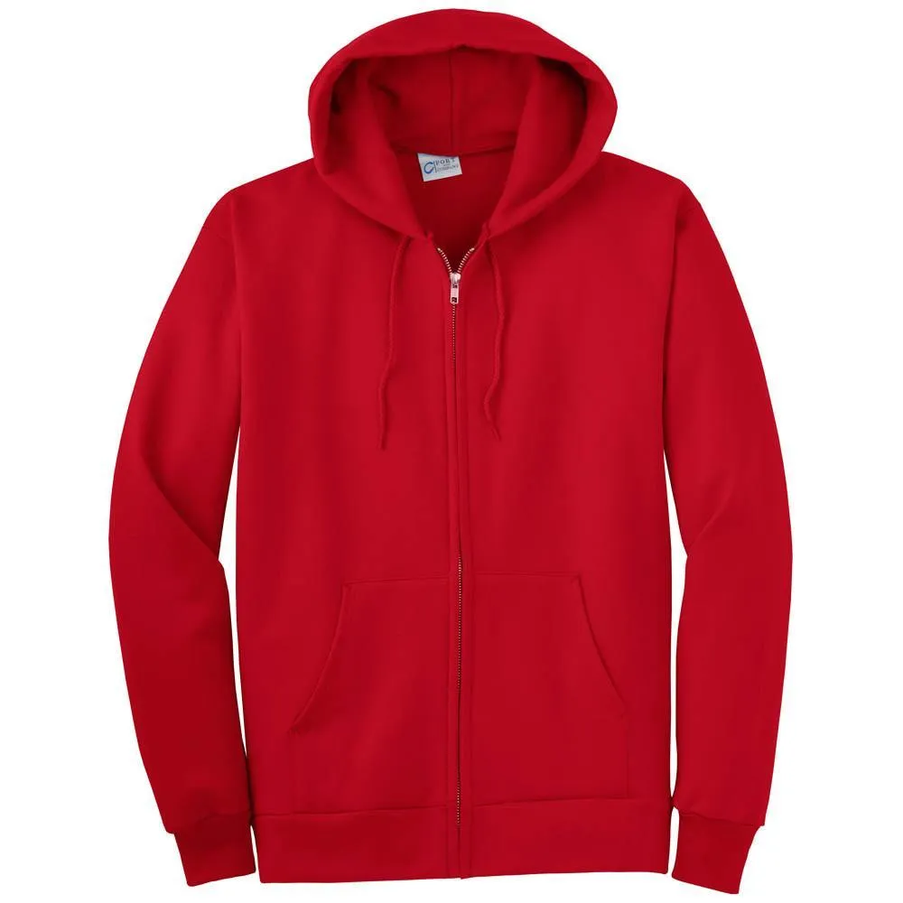Port & Company Men's Red Ultimate Full Zip Hooded Sweatshirt