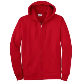 Port & Company Men's Red Ultimate Full Zip Hooded Sweatshirt