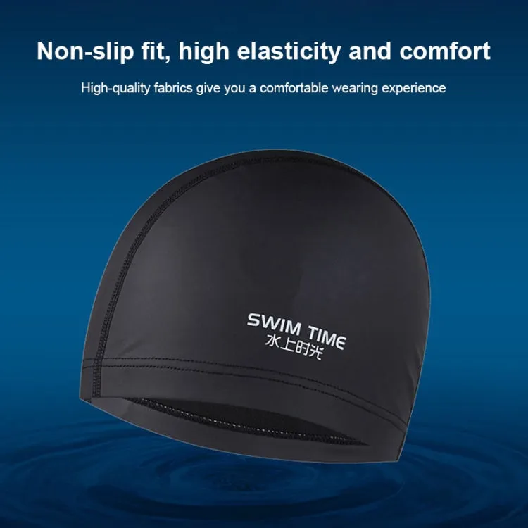 PU Coated Waterproof Enlarged Swimming Cap for Adult Men and Women(Black)
