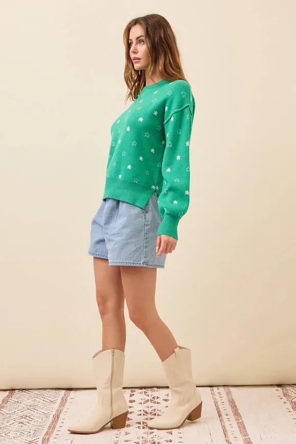 Pullover Heart Sweater or Star Sweater Top GREEN