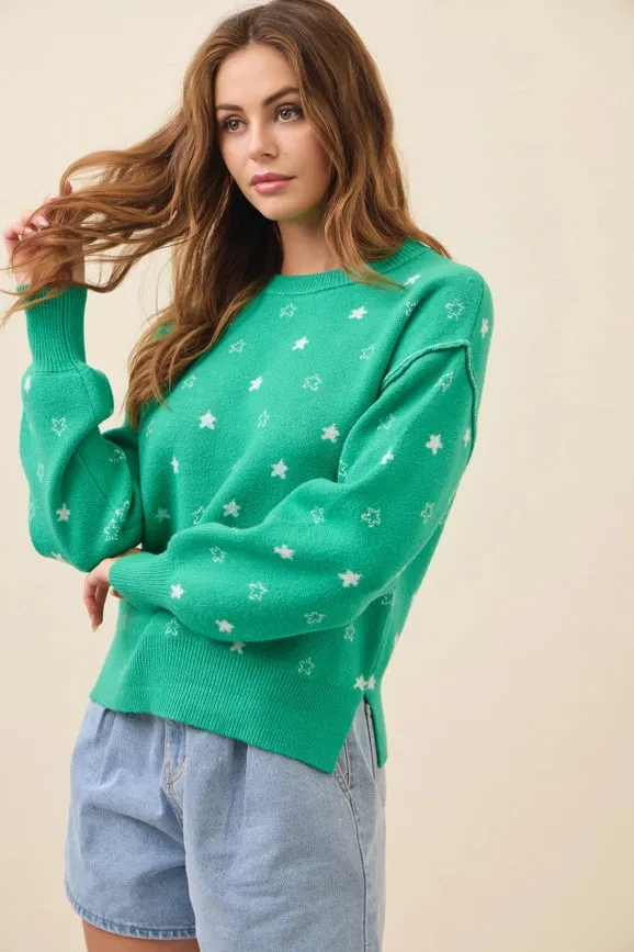 Pullover Heart Sweater or Star Sweater Top GREEN