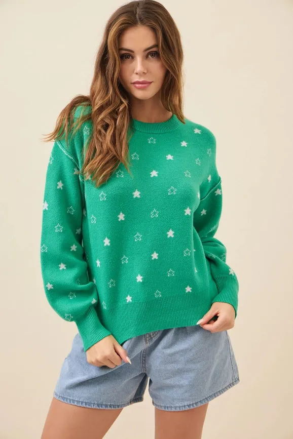 Pullover Heart Sweater or Star Sweater Top GREEN
