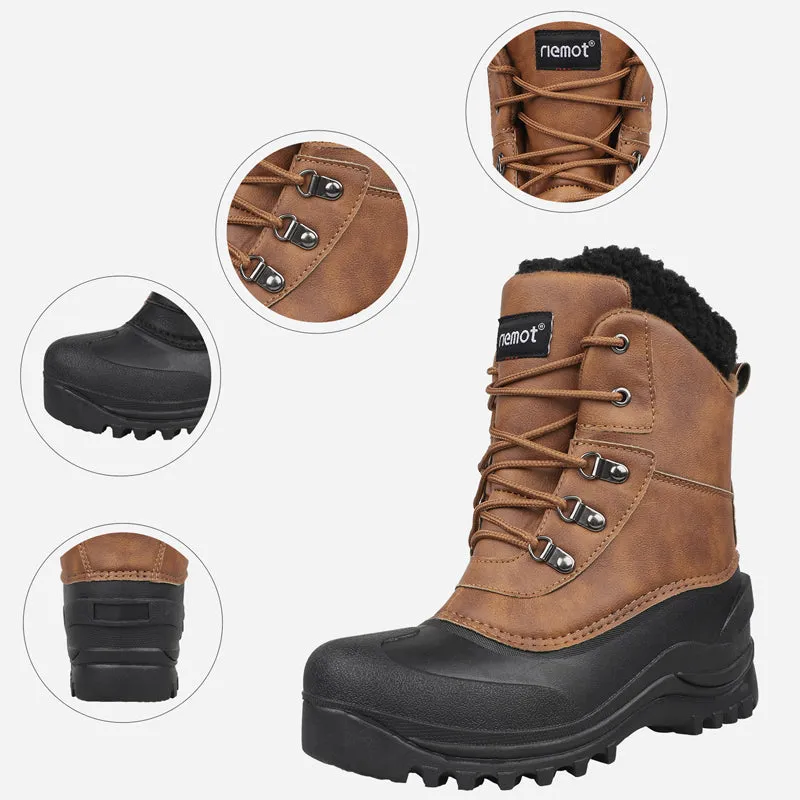 riemot Men's Snow Boots Brown Waterproof & Slip-resistant Winter Boots