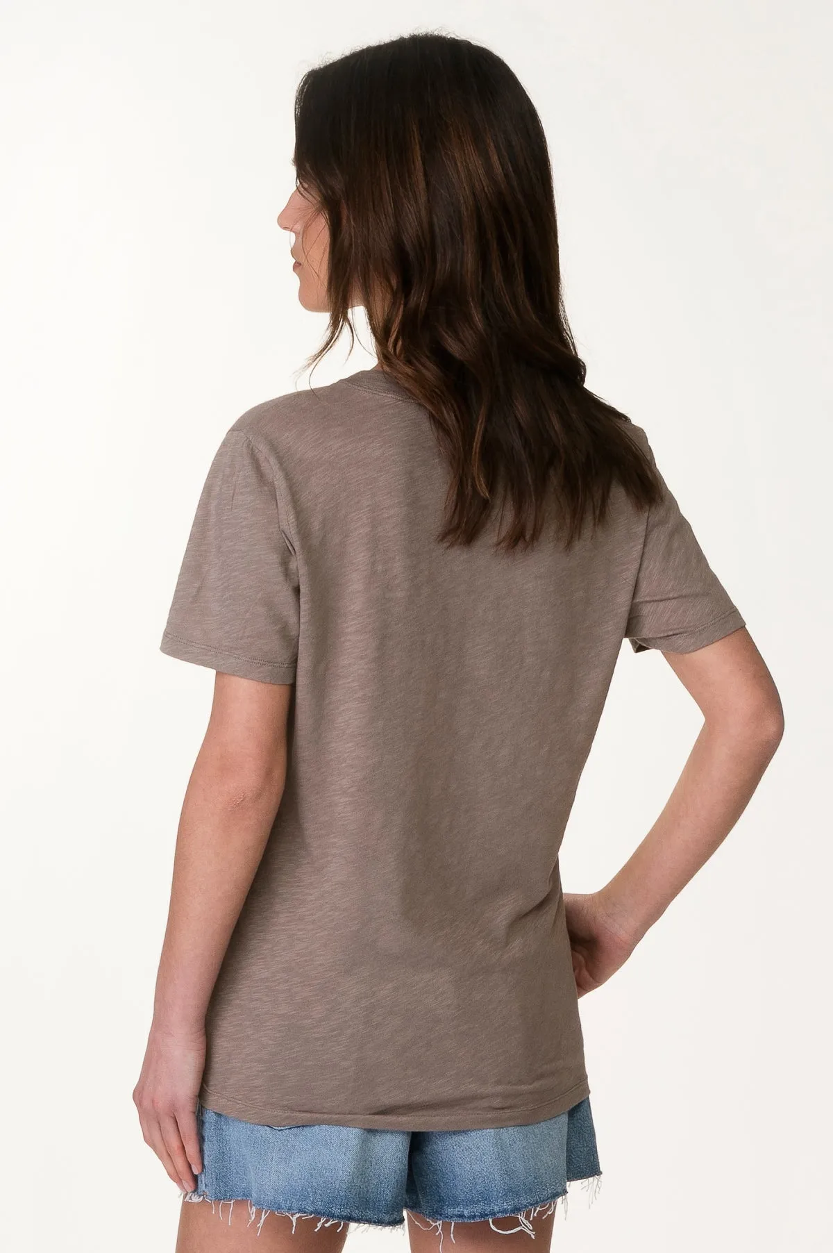 Sand Sheer Slub V Neck Tee
