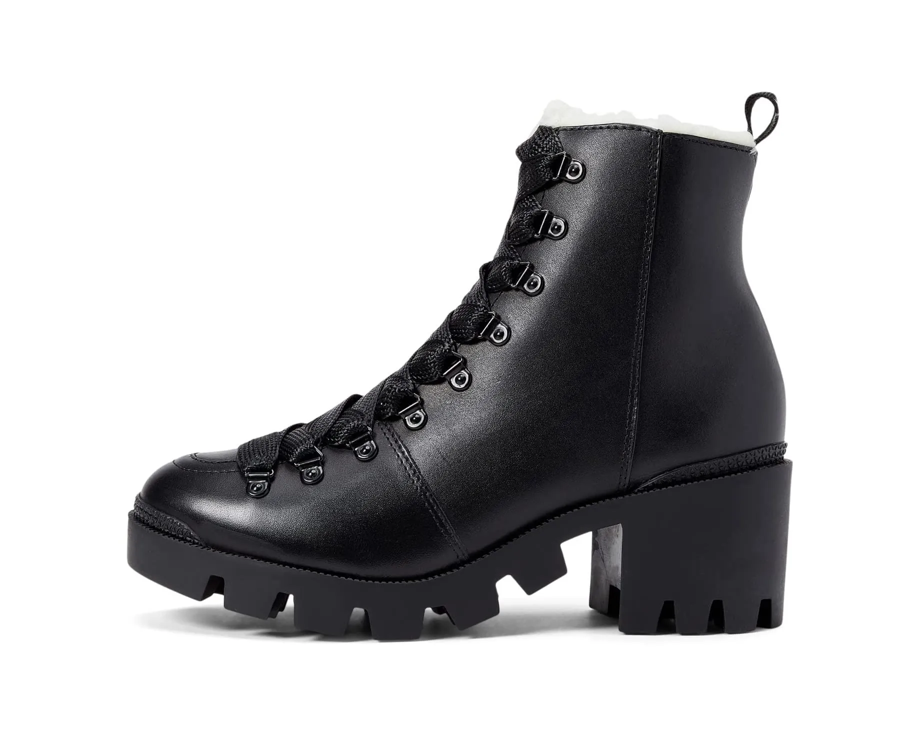 Schutz Xayane Winter Black Leather Lug Sole Combat  Lace Up Moto Ankle Boots