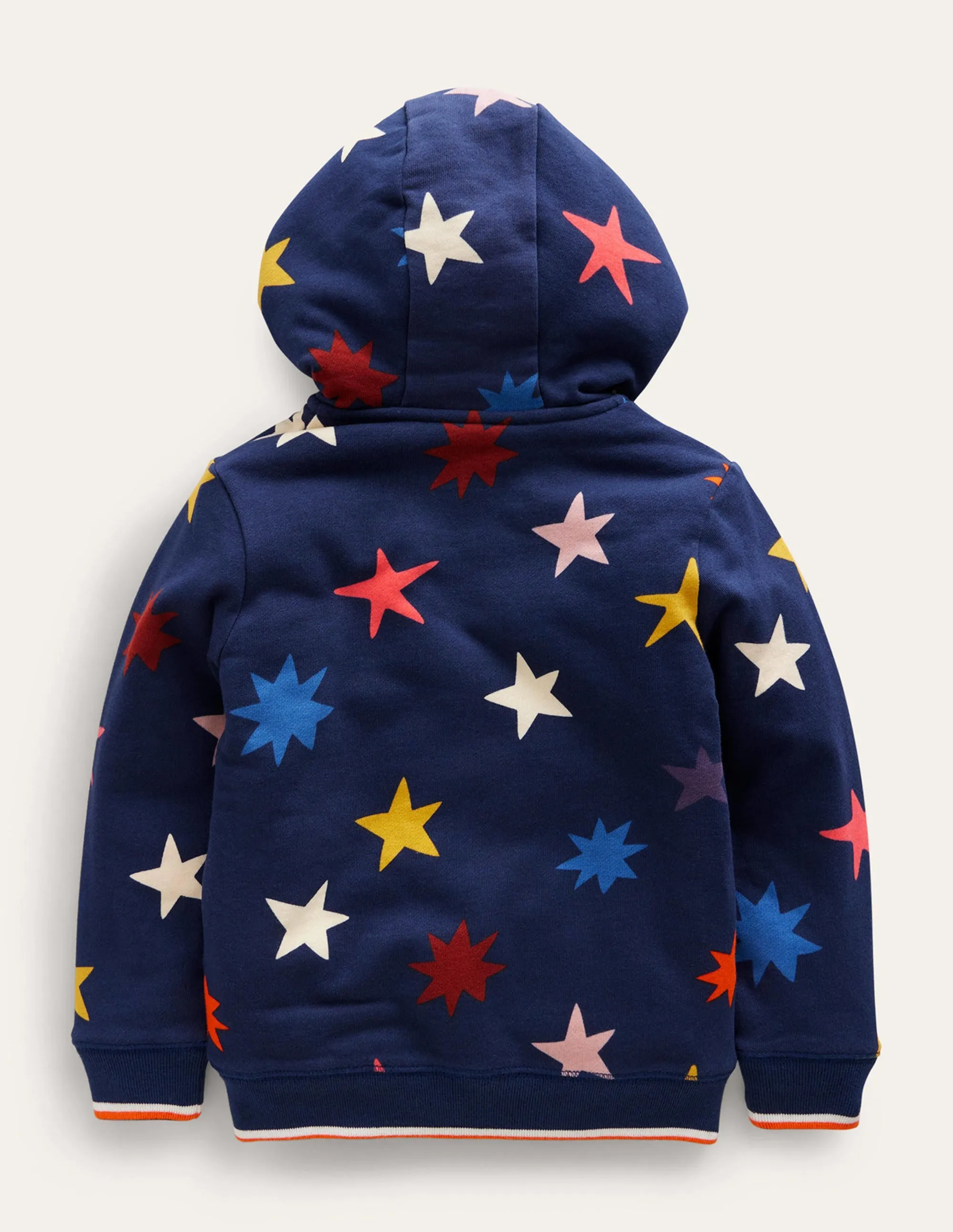 Shaggy-Lined Printed Hoodie-College Navy Star