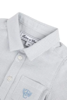 Shirt - Blue Pattern Thunderstorm Two-Tone Gingham