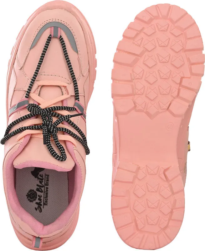 SHOE BLATE Walking Shoes For Women (Pink , 4)