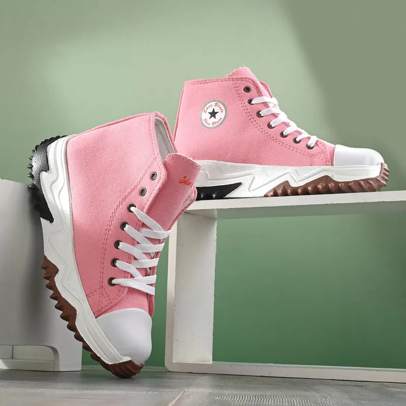 SHOE BLATE Women and Girls Latest Collection Stylish Casual Shoes Sneakers High Tops For Women pink