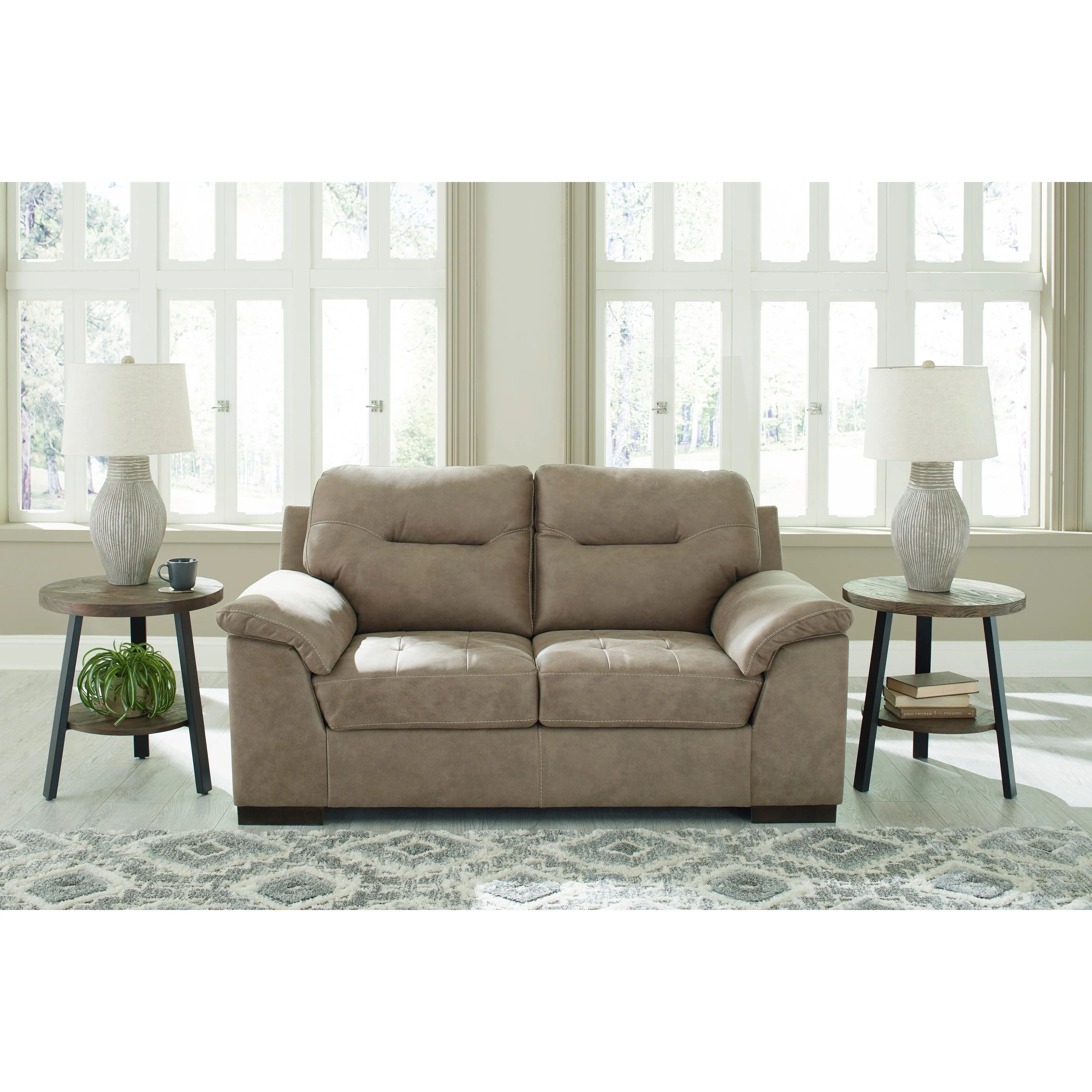 Signature Design by Ashley Maderla Stationary Leather Look Loveseat 6200335