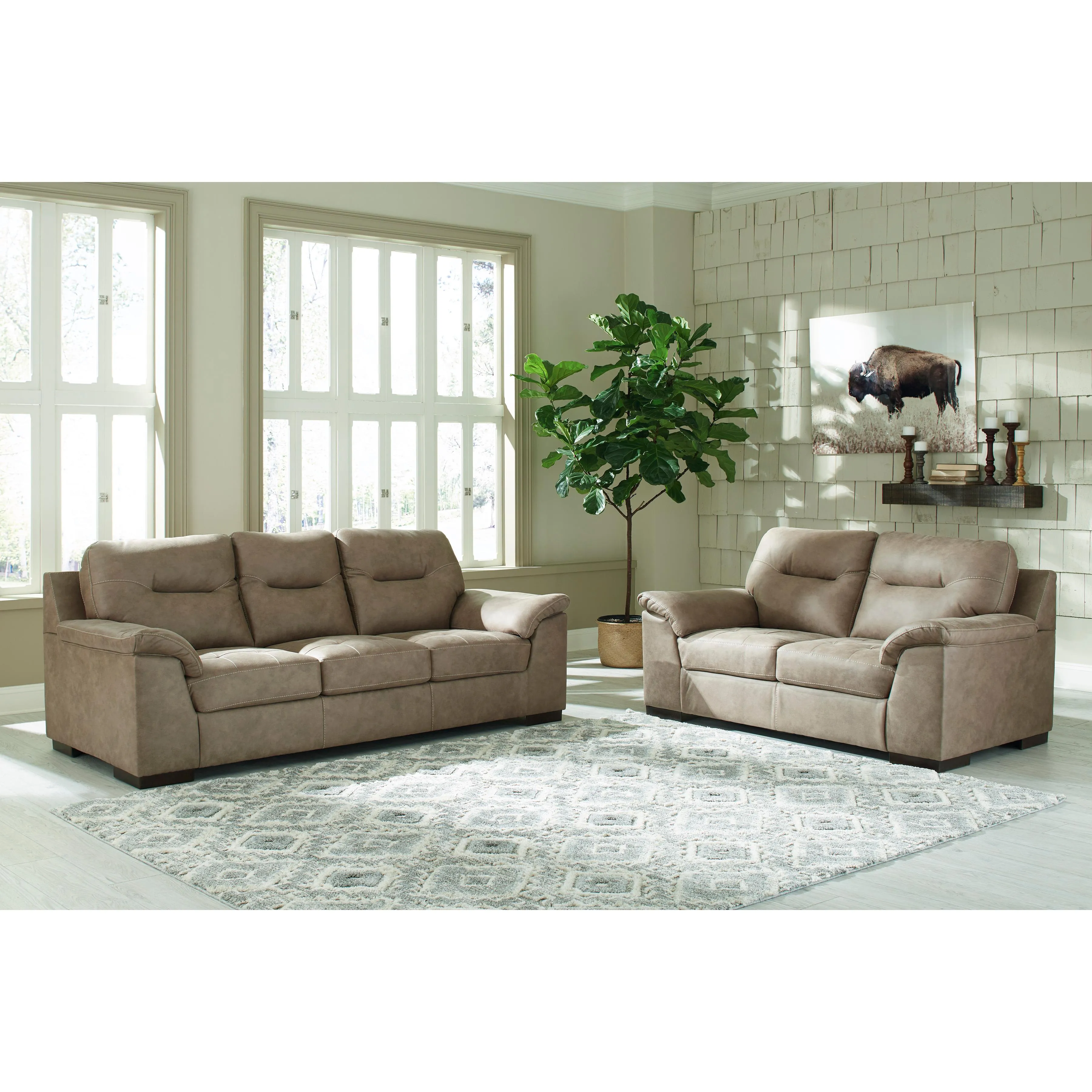 Signature Design by Ashley Maderla Stationary Leather Look Loveseat 6200335
