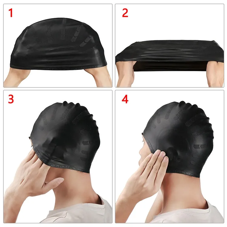Silicone Ear Protection Waterproof Swimming Cap for Adults with Long Hair(Red)