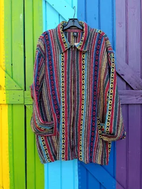 Striped Brushed Cotton Zipped Hoodies - Multi Colour Medium-Large