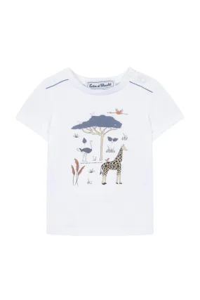 T-Shirt - White Illustration Wild Animals