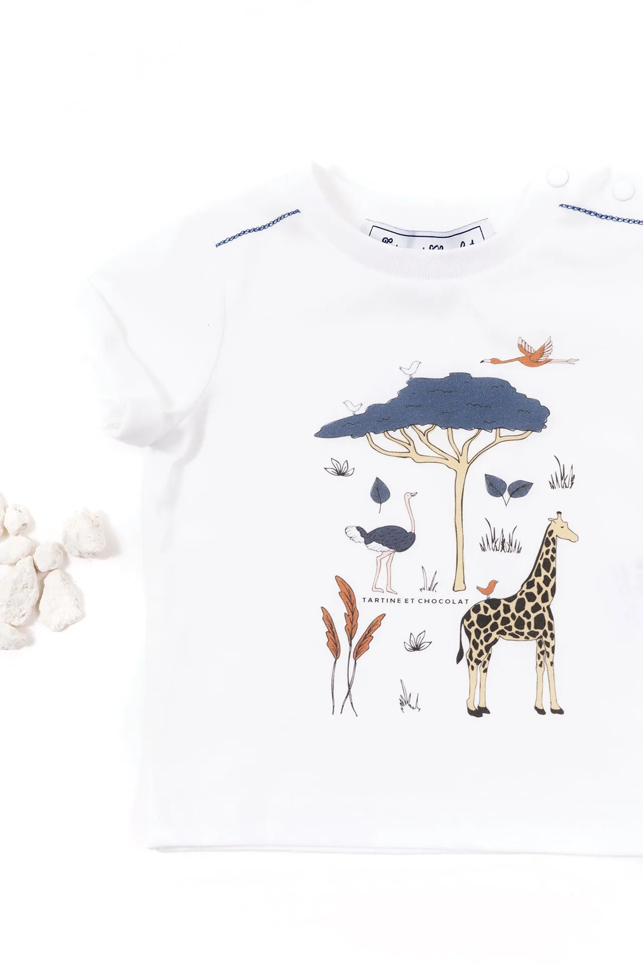 T-Shirt - White Illustration Wild Animals