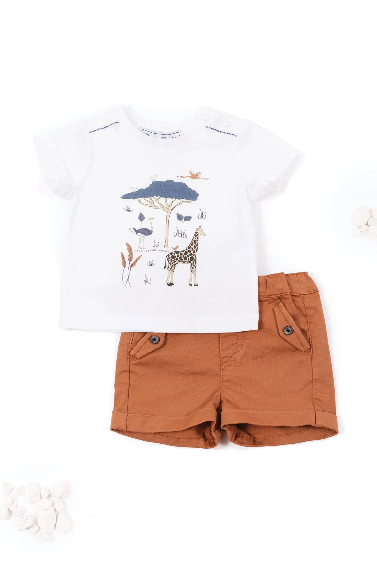 T-Shirt - White Illustration Wild Animals