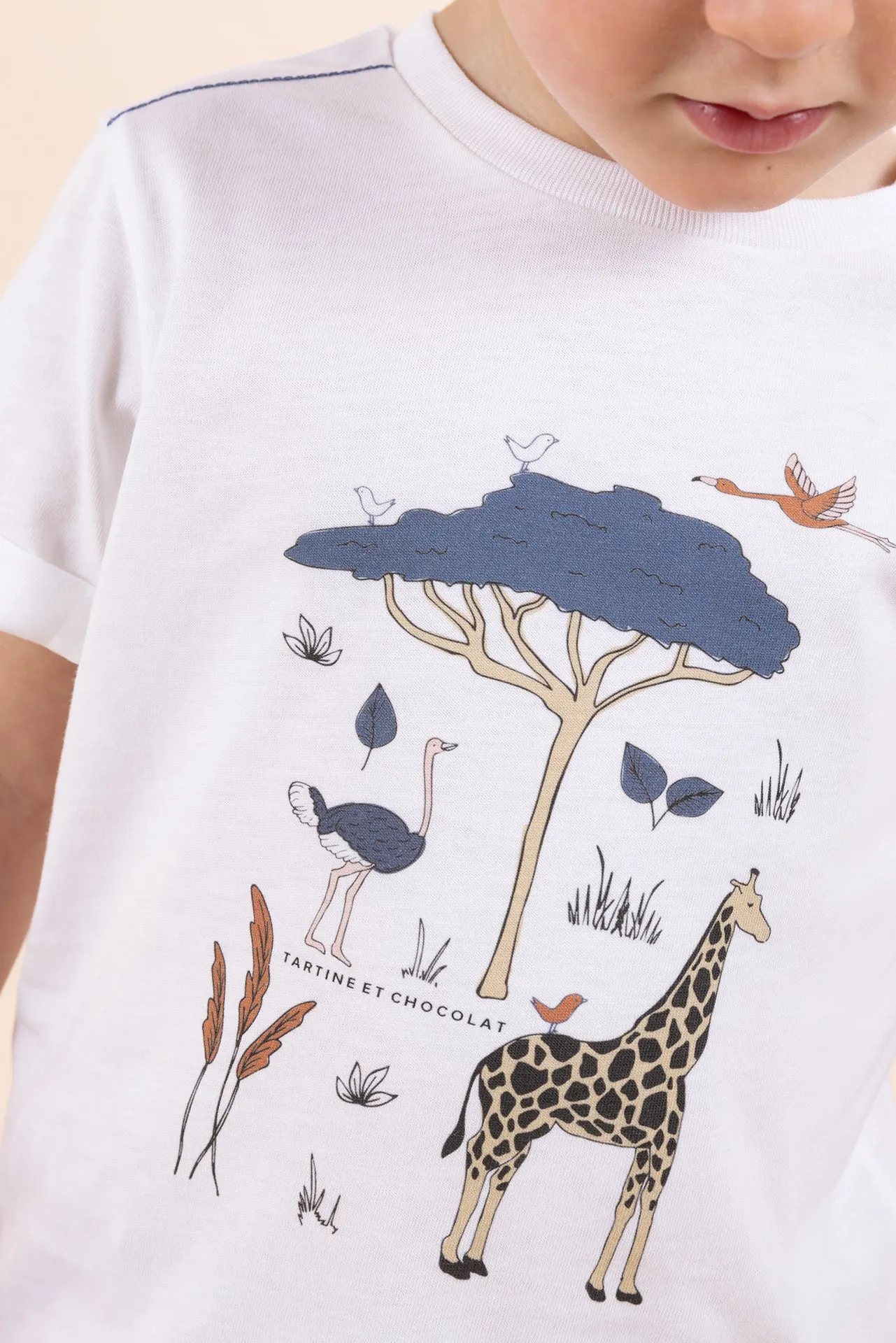 T-Shirt - White Illustration Wild Animals