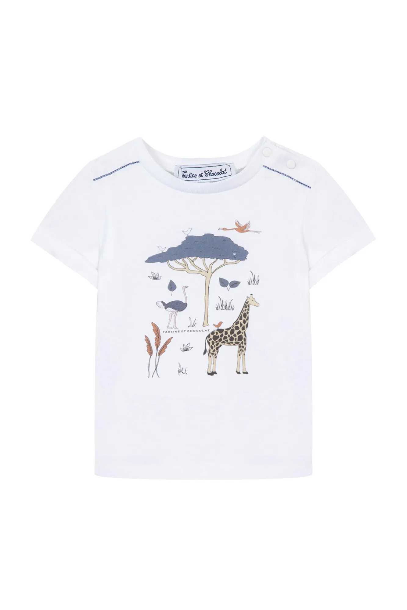 T-Shirt - White Illustration Wild Animals