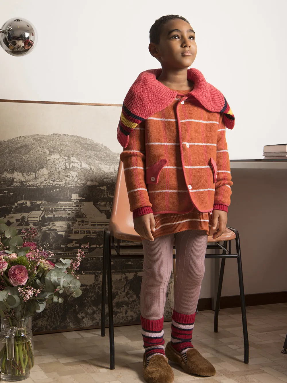 Tartan Orange Sweater Jacket