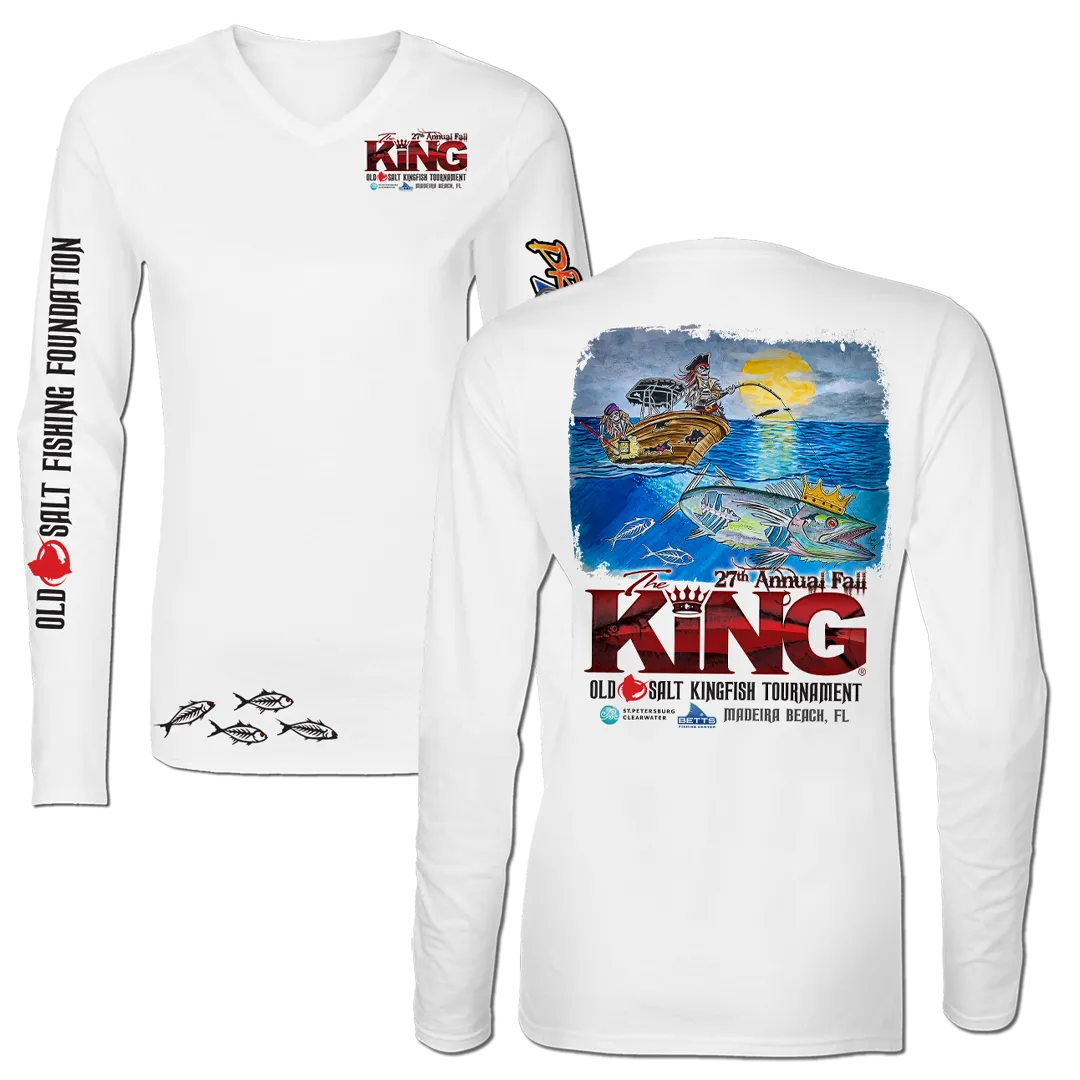 The KING - Fall 2020 Women's - Long Sleeve V-Neck Tournament Shirt - Performance - White
