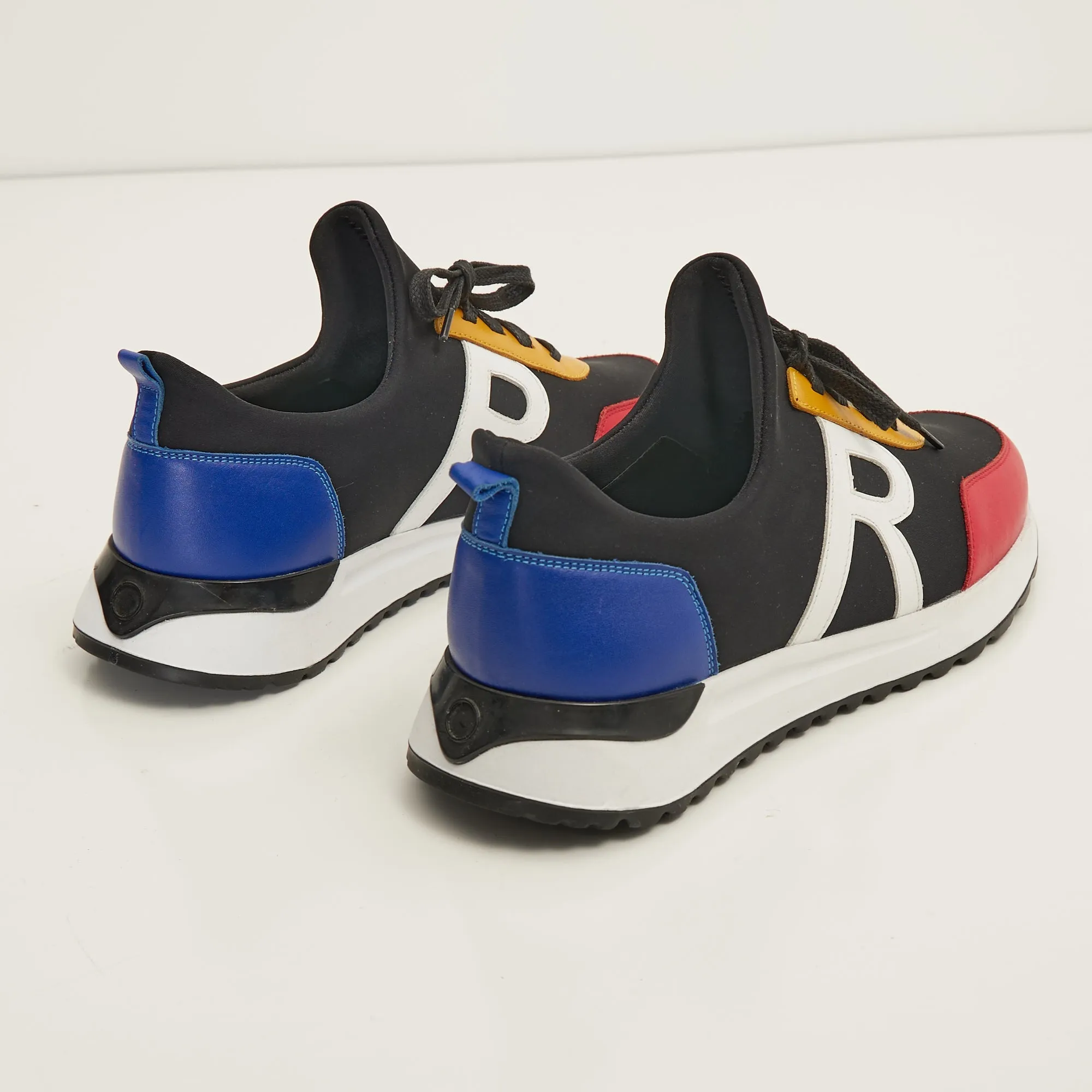 The Neoprene And Leather Slip On Racers - Multi Color