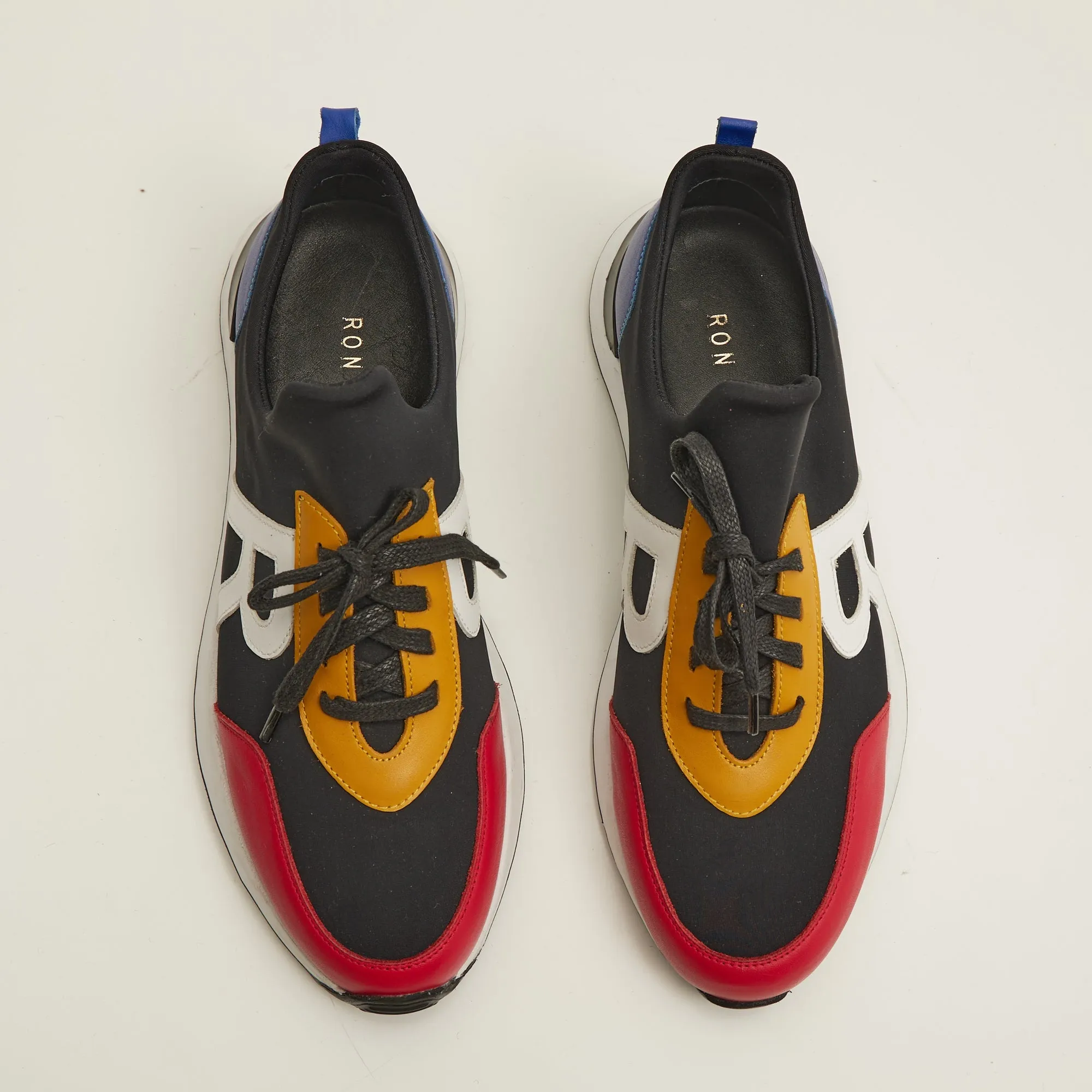 The Neoprene And Leather Slip On Racers - Multi Color
