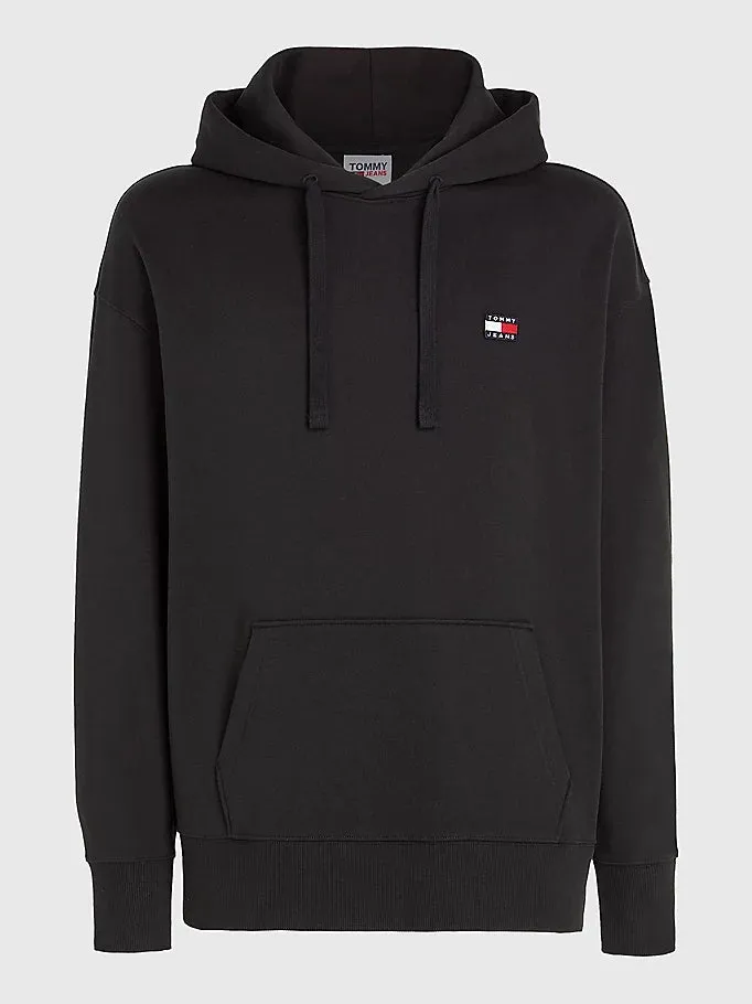 Tommy - RELAXED FIT BADGE HOODY - Black