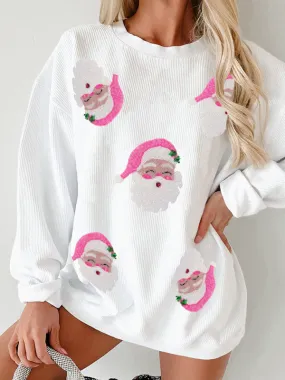 Trendy Christmas Santa Sweater with Sequin Details for Women