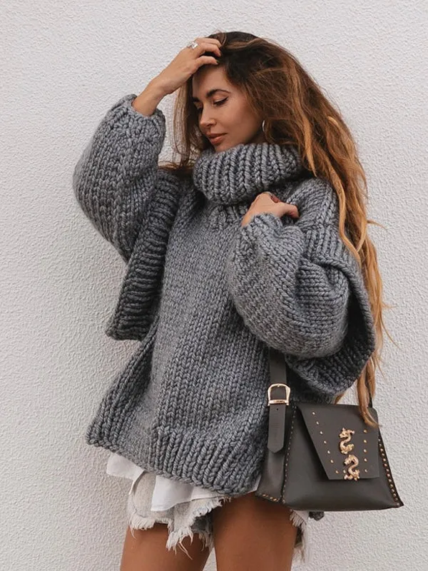 Trendy High Neck Sweater with Ruffle Hem