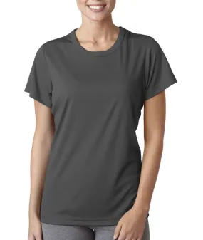 ultraclub(R) ladies' cool & dry sport performance interlock tee - charcoal (xs)