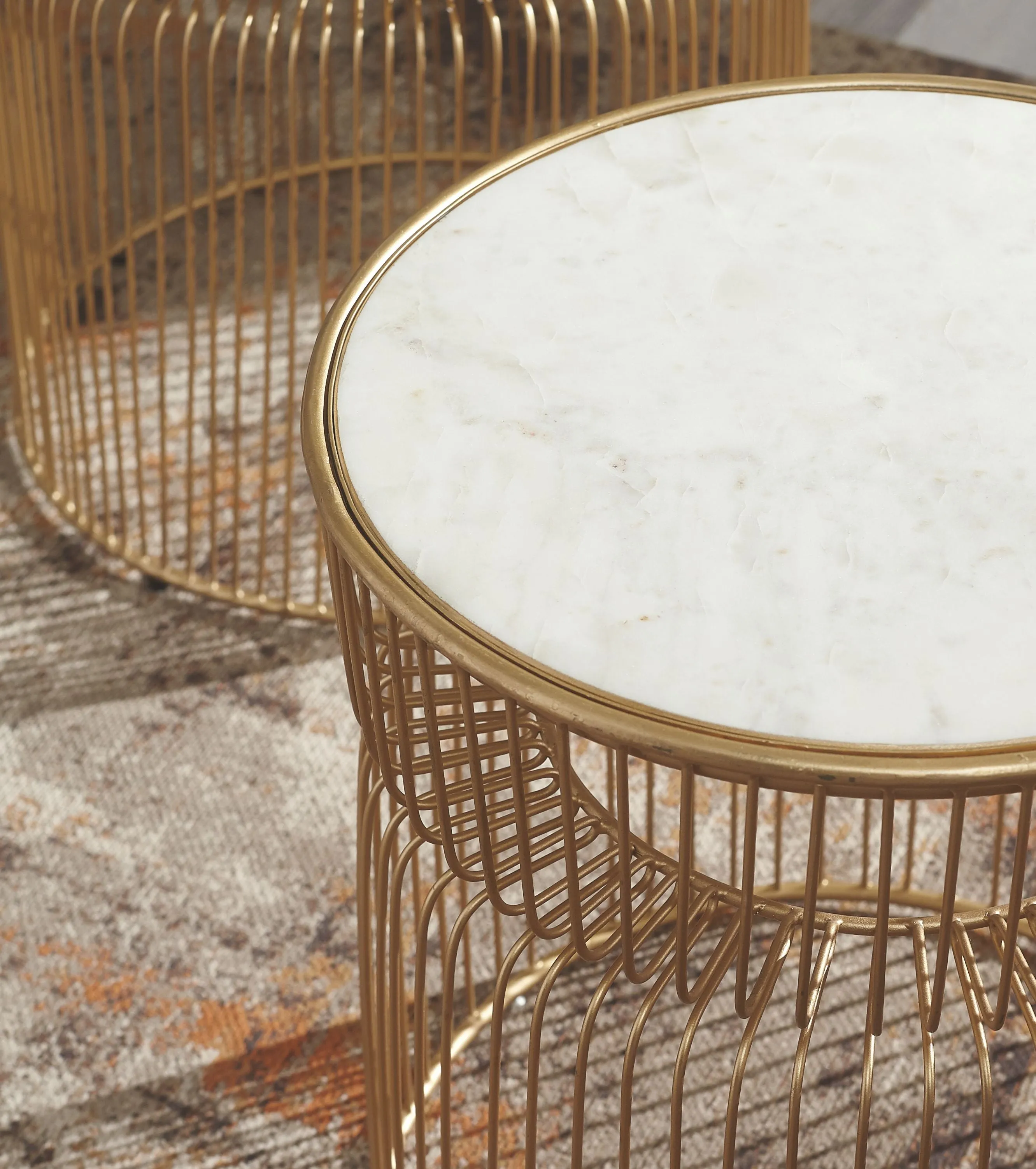 Vernway - White / Gold Finish - Accent Table Set (Set of 2)